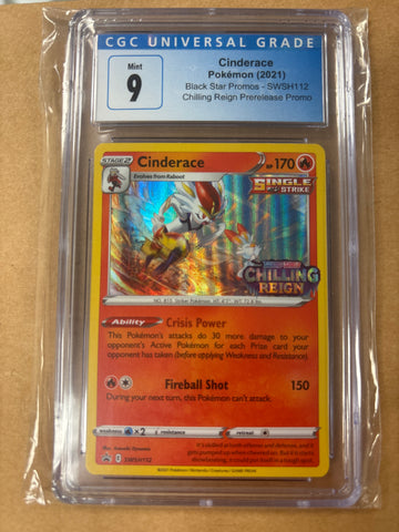 2021 Pokemon Cinderance Black Star Chilling Reign Prerelease Promo SWSH112 Graded 9