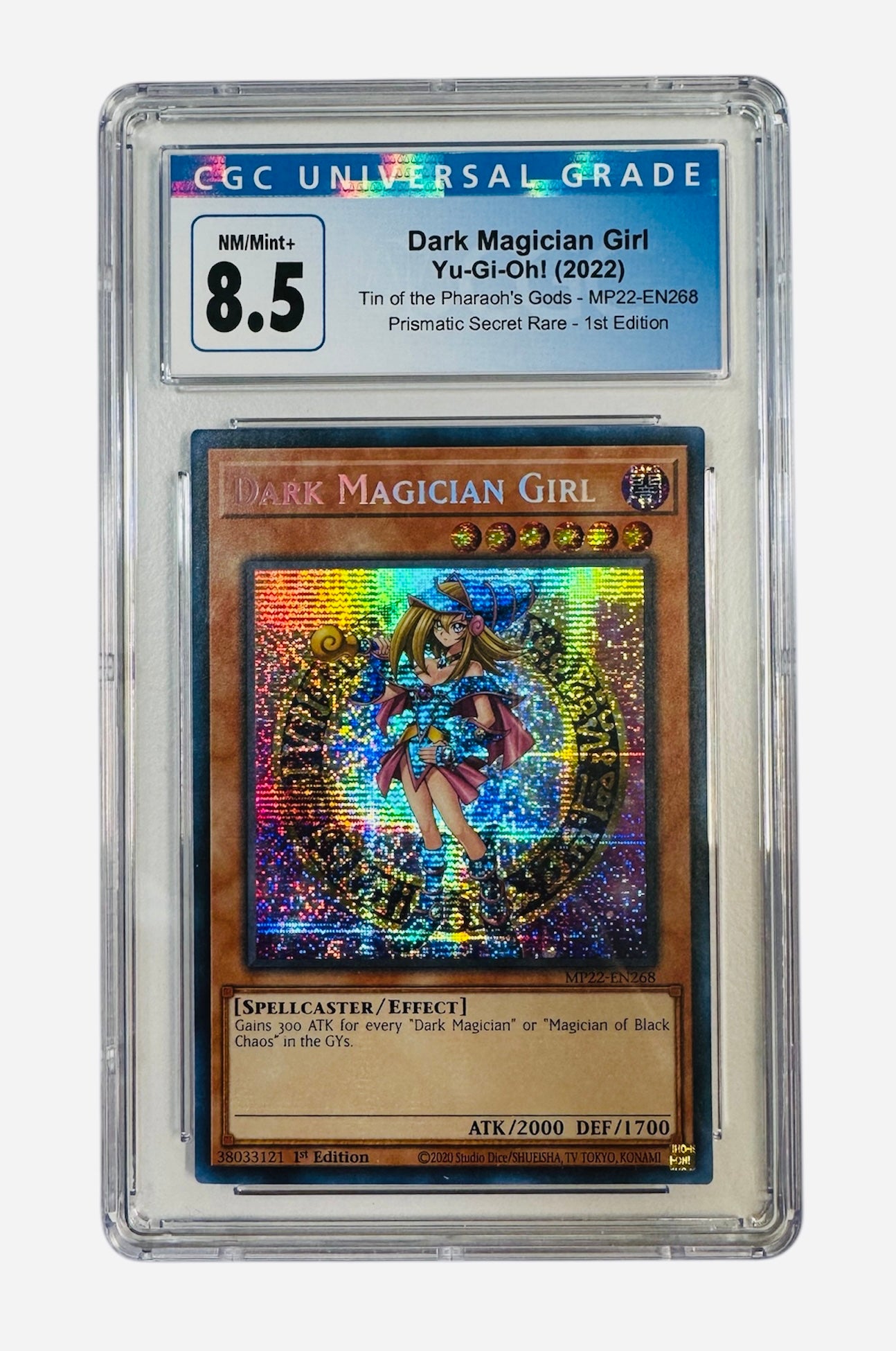 Dark Magician Girl MP22-EN268 YuGiOh 2022 Tin of the Pharaoh's Gods Mega Pack Dark Magician Girl - MP22-EN268 - YuGiOh 2022 Tin of the Pharaoh's Gods Mega Pack - CGC Graded 8.5