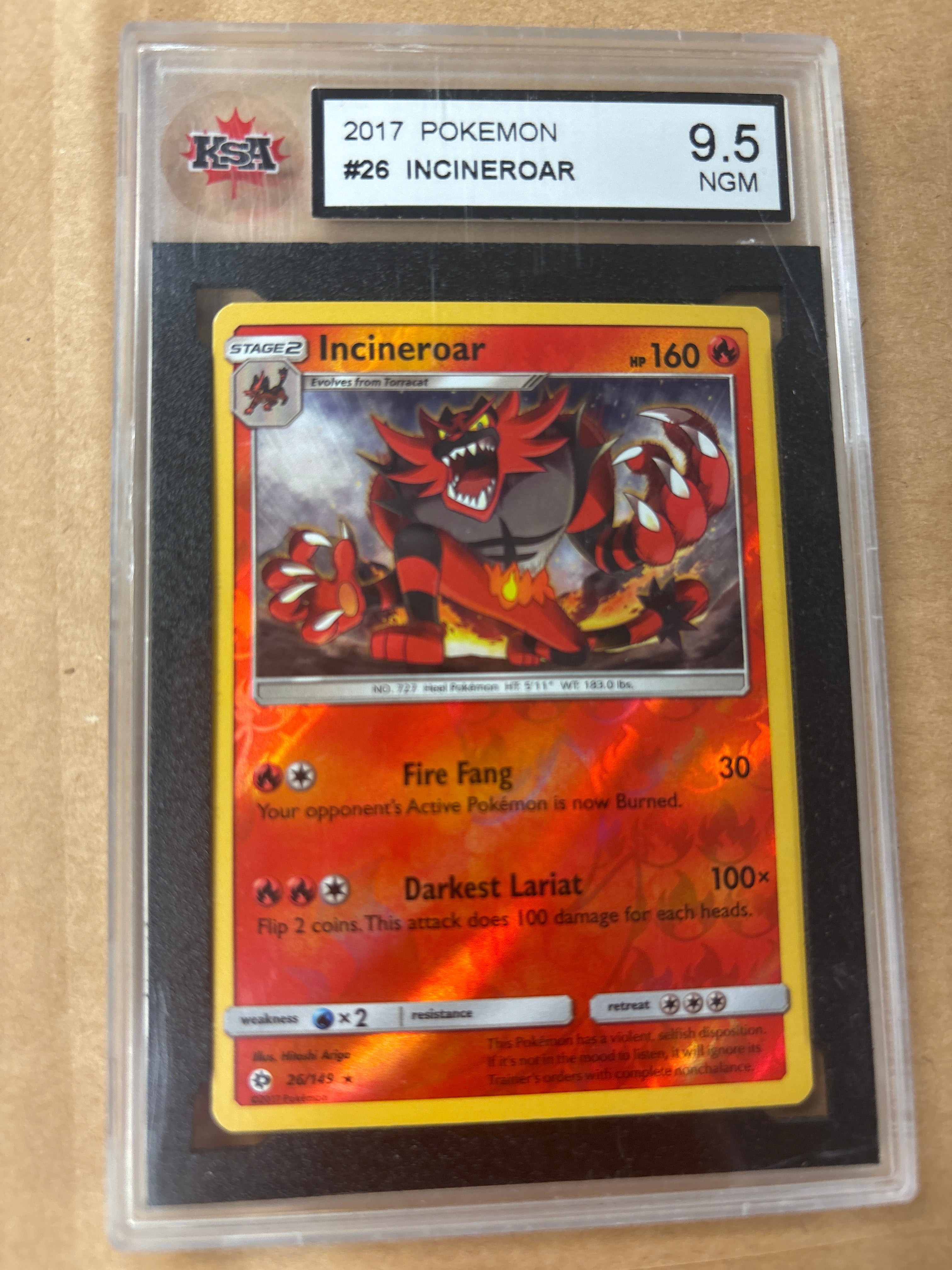 2017 Pokemon Incineroar #26 Graded 9.5