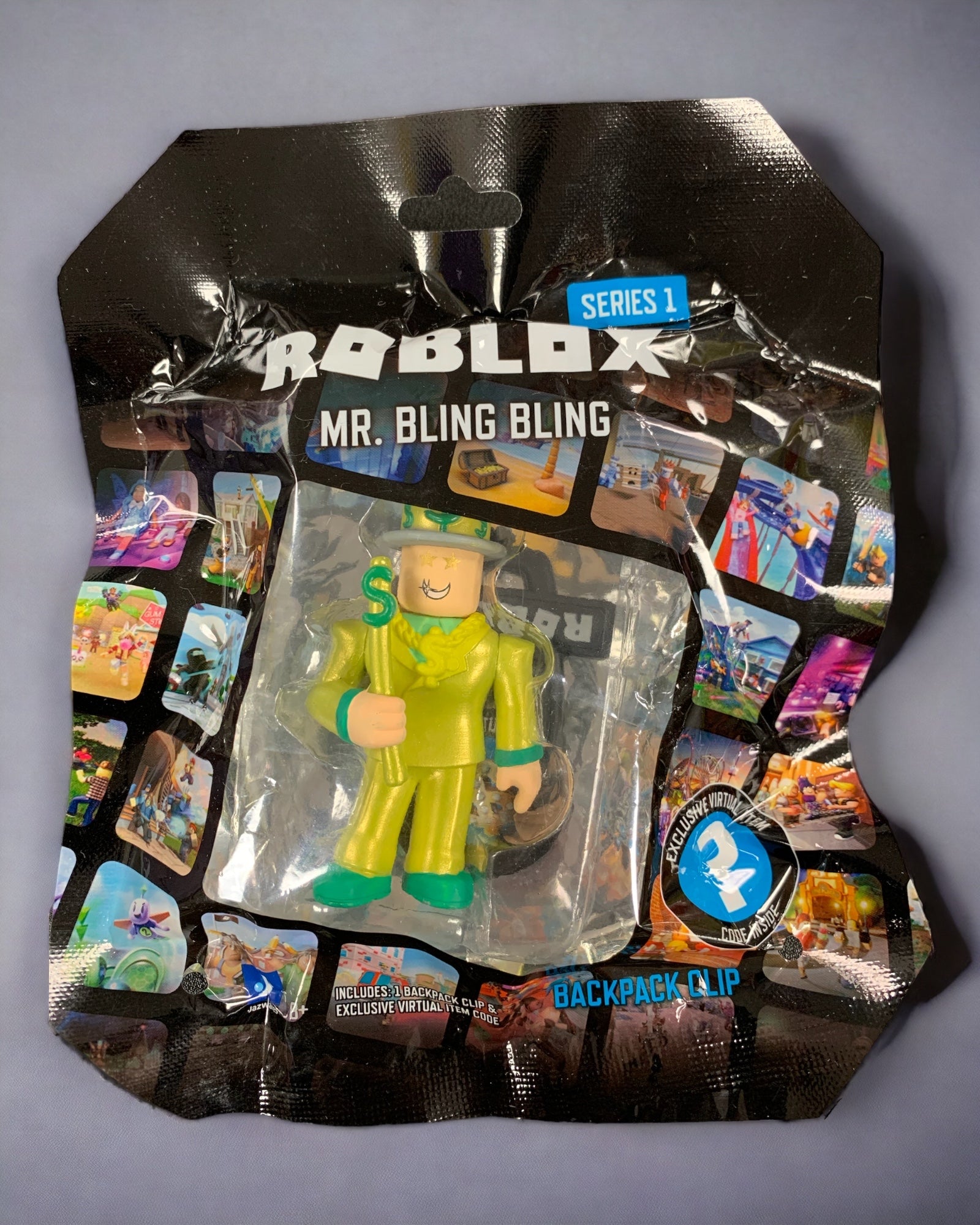 Roblox Series 1 Backpack Hangers - Mr. Bling Bling - Includes mystery virtual item