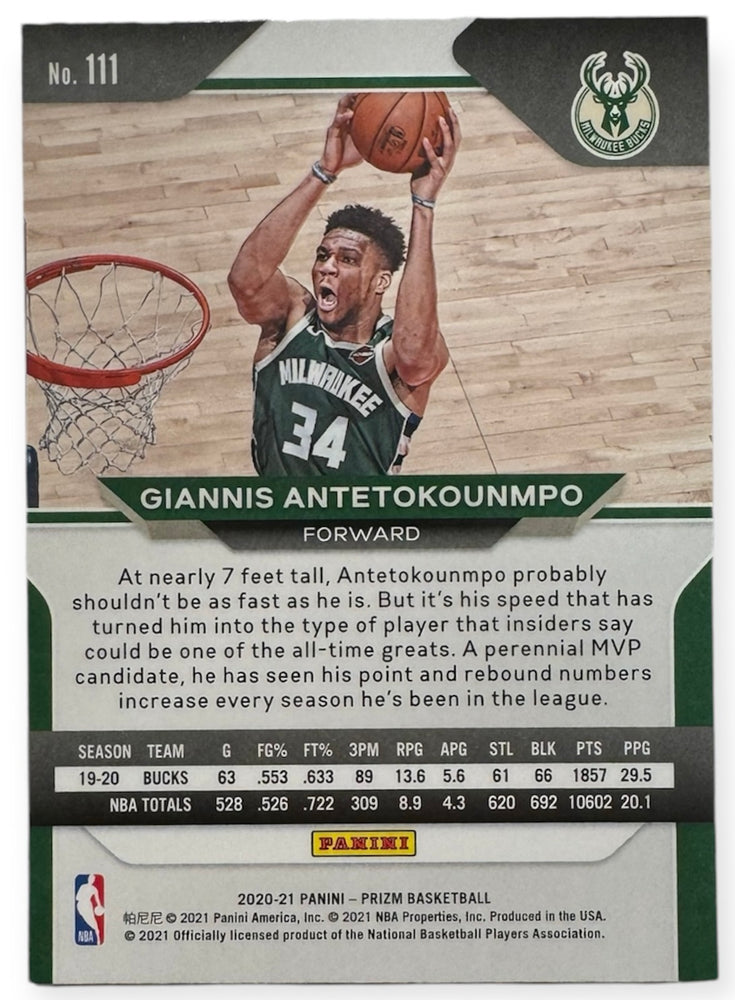 Giannis Antetokounmpo 2020-21 Panini Prizm #111 - Base