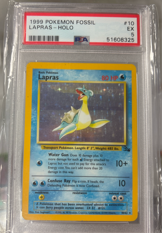 1999 Pokemon Fossil Lapras #10/62 - Holo Graded PSA 5