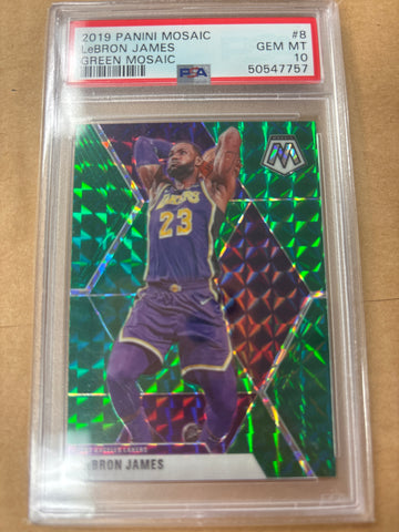 2019 Panini LeBron James Green Mosaic #8 Graded 10