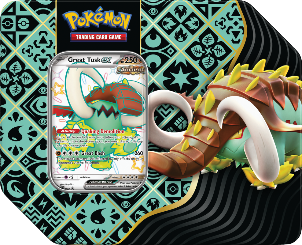 PRE ORDER SV4.5 Pokemon Paldean Fates - Great Tusk ex Tin (Releases Feb 9th/2024)