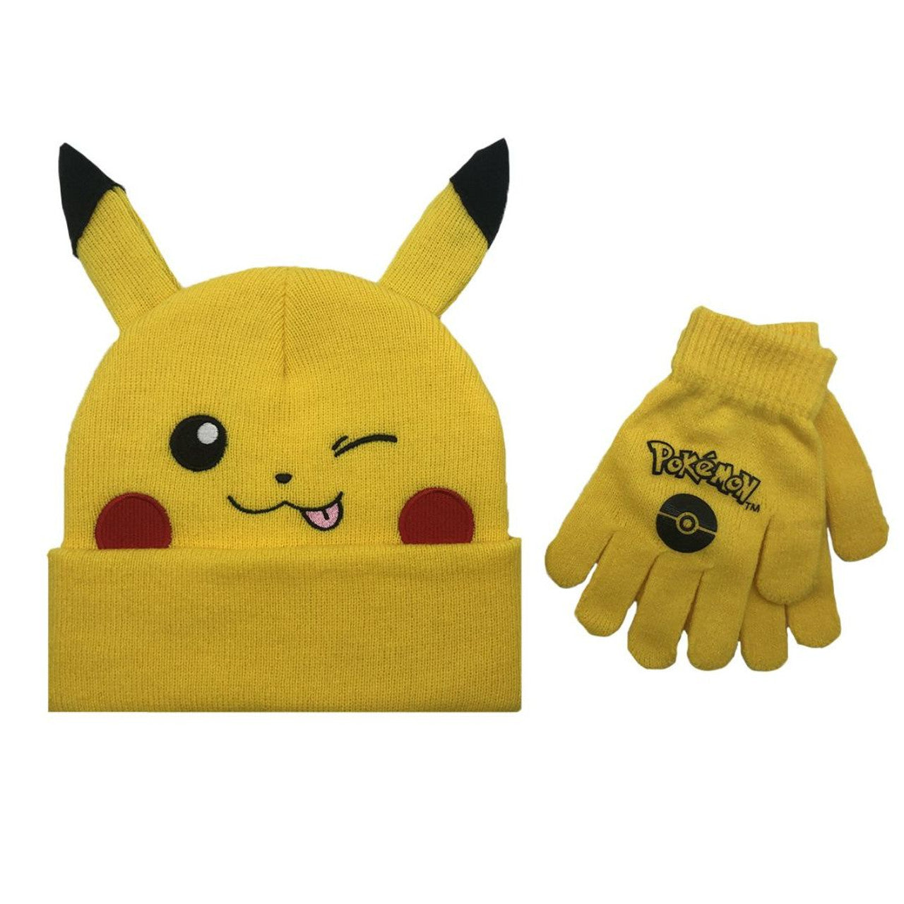 Pokémon 3D Ears Pikachu Wink Youth Toque and Glove Set