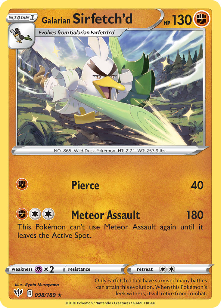 Galarian Sirfetch'd (098/189) (Cracked Ice holo) (Theme Deck Exclusive) [Sword & Shield: Darkness Ablaze]