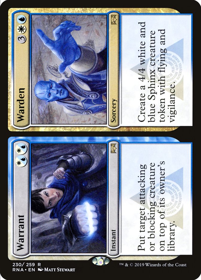 Warrant // Warden 2x FOIL RNA MTG Ravnica Allegiance Rare MINT blue white Warrant // Warden 2x FOIL RNA MTG Ravnica Allegiance Rare MINT blue white
