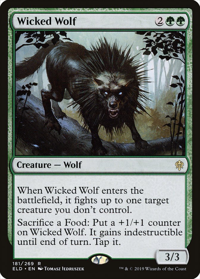 Wicked Wolf 2x FOIL ELD MTG Throne of Eldraine Rare MINT green Wicked Wolf 2x FOIL ELD MTG Throne of Eldraine Rare MINT green