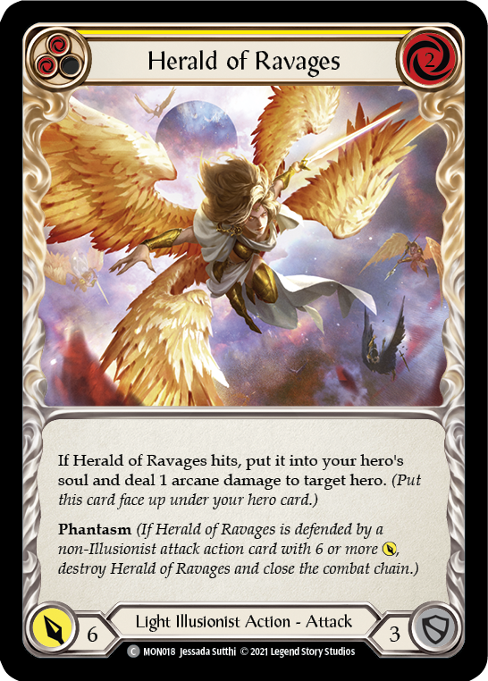 Herald of Ravages (Yellow) [MON018-RF] (Monarch)  1st Edition Rainbow Foil