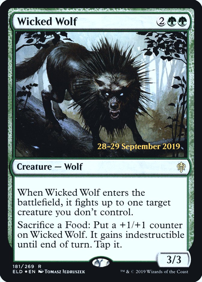 Wicked Wolf 2x FOIL ELD MTG Throne of Eldraine Rare MINT green Wicked Wolf 2x FOIL ELD MTG Throne of Eldraine Rare MINT green