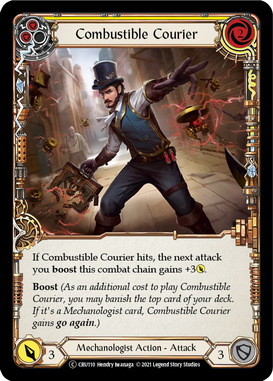 Combustible Courier (Yellow) [U-CRU110] (Crucible of War Unlimited)  Unlimited Rainbow Foil