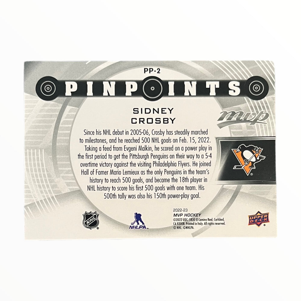 Sidney Crosby #PP-2 - 2022 Upper Deck MVP Pinpoints (Hockey)